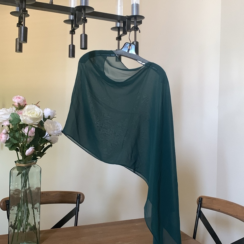 NWT Eileen Fisher Pine Sheer Silk Georgette Wrap Scarf OS/TU - Picture 10 of 11